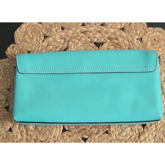 Kate Spade Aqua Bow Clutch Pre-Loved Turquoise Blue - Picture 5 of 11